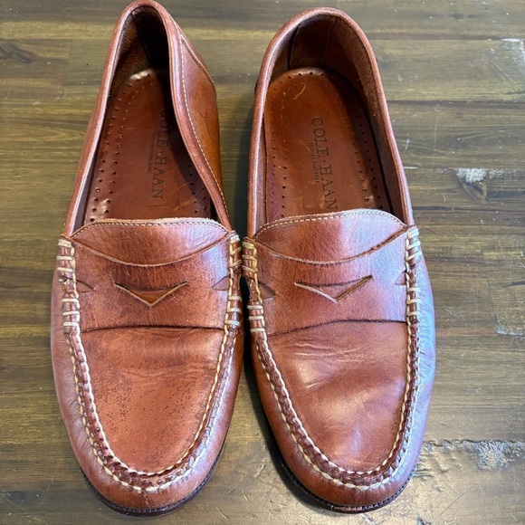 Cole Haan Mens Loafer Dress Shoes Penny Slip On Brown Leather 9 Brazil Stitching main image 8